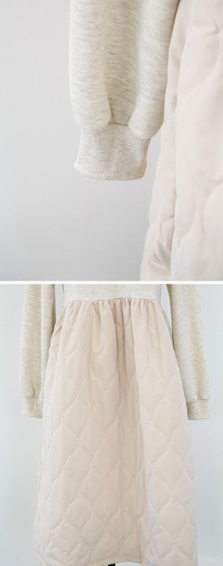 フレンチ スウェット× キルティング 起毛 ワンピース◆ 全2色