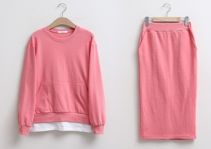 シックカラー レイヤード風 ロング スカート セットアップ★