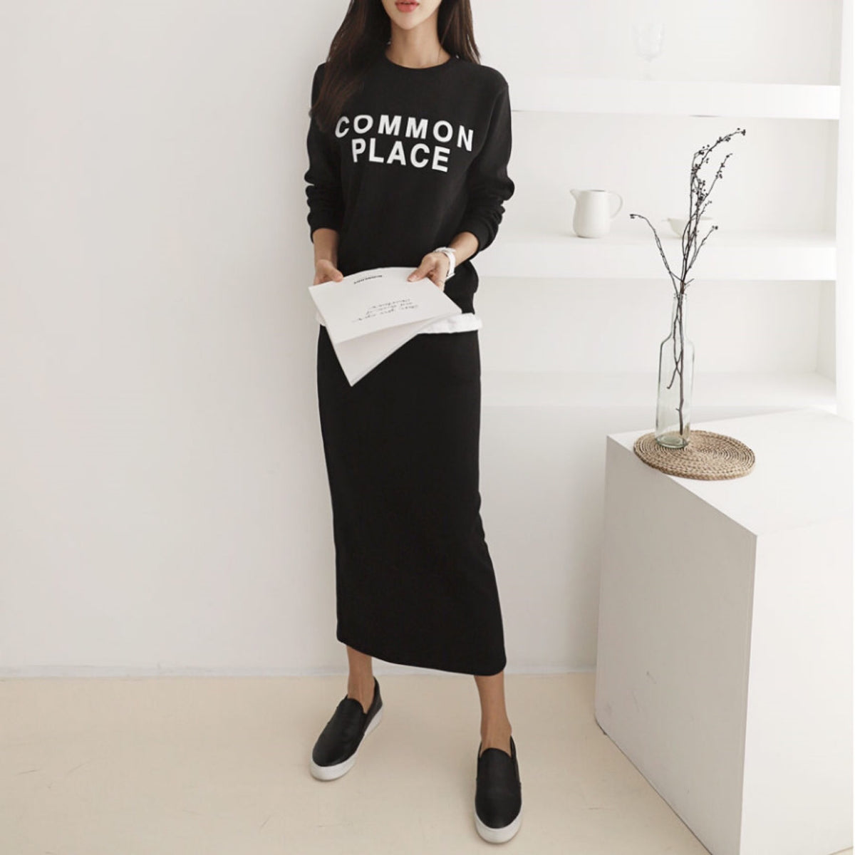 ★送料込◆2色 レタリングスウェット スカートセットアップ SET