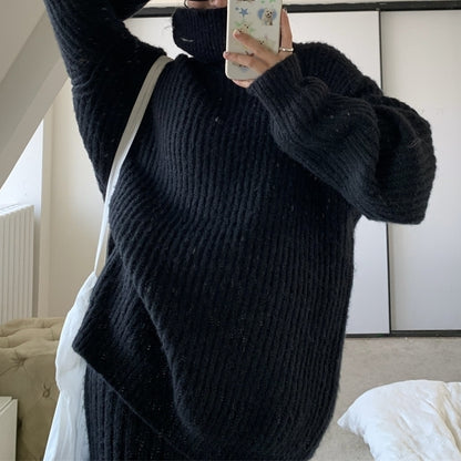 ニット セットアップ 2色 タートル セーター スカート 冬 cr7125