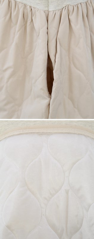 フレンチ スウェット× キルティング 起毛 ワンピース◆　全2色